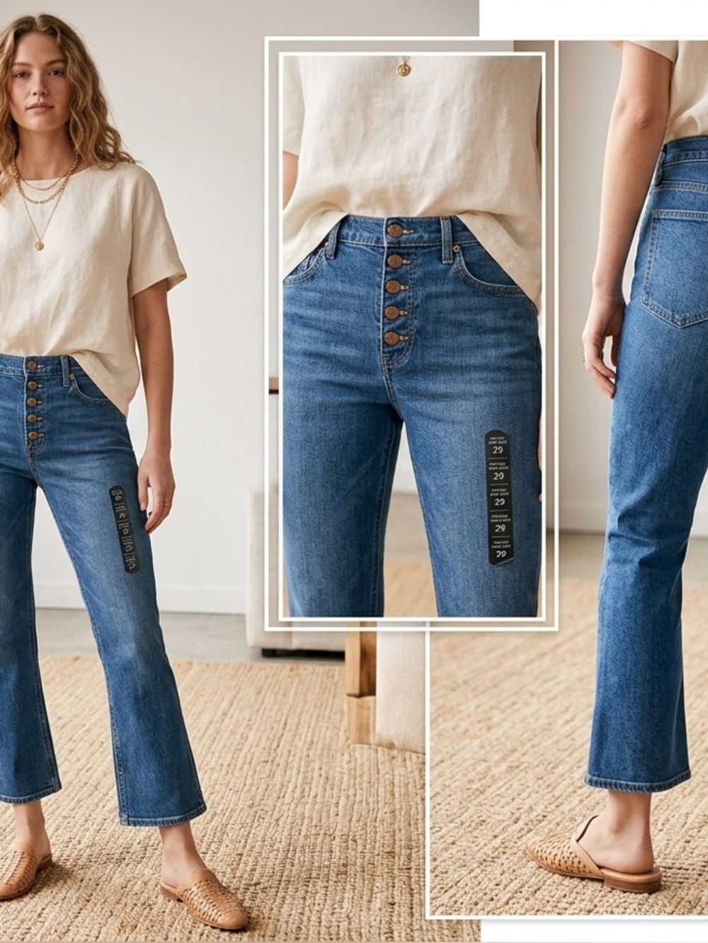 NWT J. Crew Women's Mid rise Flare Crop Jeans Button Fly size 29